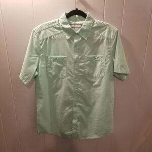Pd & C Mens Mint Green 100% Cotton‎ S/S Button up Shirt Size Medium